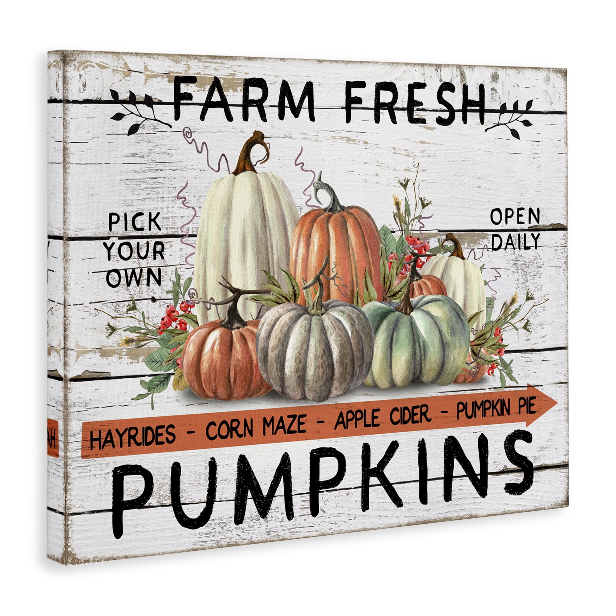 Stupell Industries Fresh Pumpkin Mound Holiday Painting Gallery Wrapped Canvas Art Prints Wall Art, 48 x 36
