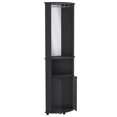thumbnail image 2 of Chicago 75" H Mirrored Corner Bar Cabinet, With Glass Doors, Two Shelves and Stemware Black, 2 of 5