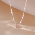 thumbnail image 3 of Collar de perlas de amor de niña rosa para mujer, diseño de nicho de lujo ligero y de alta gama, collar de clavícula con todo incluido, 3 of 6