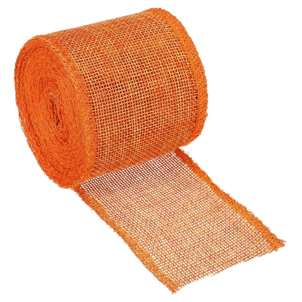 Cinta de Gingham de poliéster de 2.36 pulgadas de ancho y 6.56 yardas con borde de alambre, 1 paquete para decoración naranja
