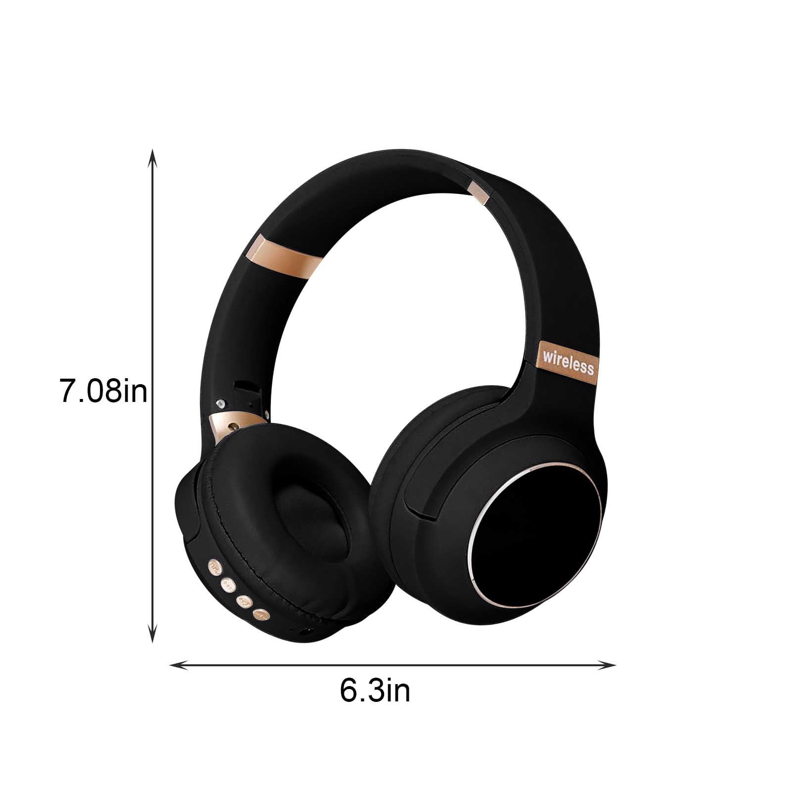 Bluetooth Headphones, 120H Playtime Headphones Wireless Bluetooth with 3 EQ Modes, Low Latency, Hands-Free Calls, Over Ear Headphones for Travel Home Office Cellphone PC - Black