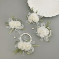 thumbnail image 5 of TNOBHG Wedding Wrist Bracelet Wedding Bracelet Forest Style Breast Flower Faux Peral Tassel Bow Fake Floral Decor Wrist Flower Wedding Party Prom Bridesmaid, 5 of 8