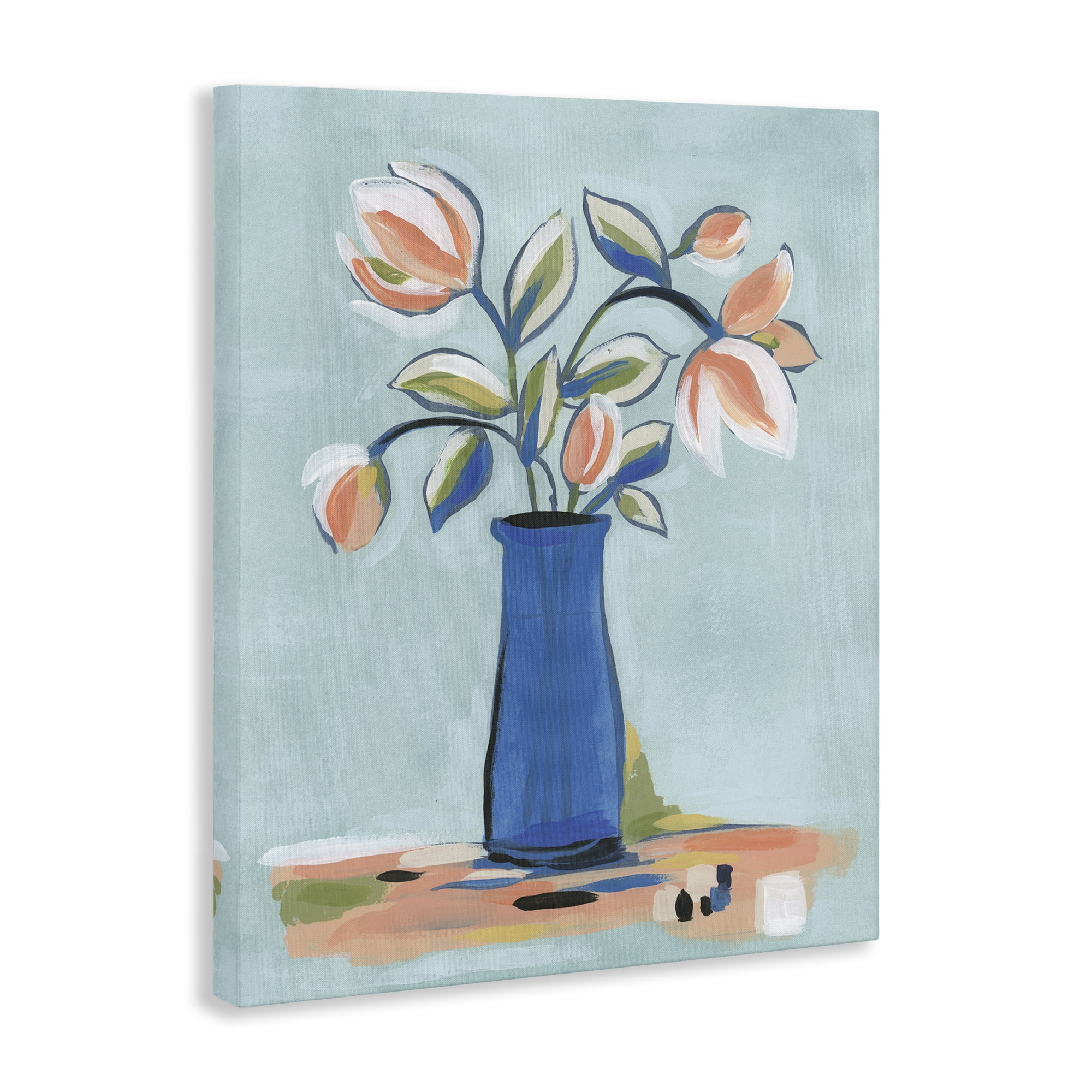 Stupell Industries Pink & Blue Modern Bouquet Plants & Flowers Painting Wrapped Canvas Art Print Wall Art, 24 x 30