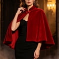 thumbnail image 2 of VBVC Women's Velvet Bowknot Cape Shawl , Ladies' Elegant Mock Neck Evening Wrap Poncho, Short Wedding Guest Cloak Coat For Women, Wine , Free Size, 2 of 9