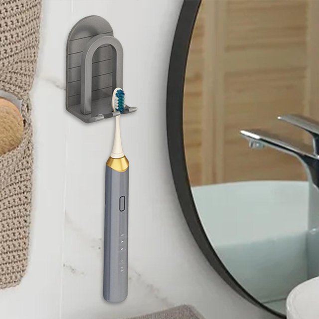 Soporte de aluminio para cepillos de dientes Accesorios de ducha de baño sin perforaciones en la pared Gris Macarena Porta cepillo de dientes