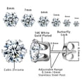 thumbnail image 3 of Beautlace 3-8 Mm Stainless Steel White Zircon Earrings Studs,6 Pair Studs Round 316L Stud Earrings For Women, 3 of 7