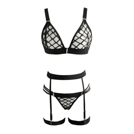 Upioiwer Bras Two Piece Lingerie Sets For Women Women Fashion Print Mesh Lingerie Lace Lingerie Five Pieces Set Sexy Underwear Lingerie Sexy Lingerie Tops For Women Lace Lingerie Sets For Women