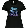 thumbnail image 3 of Inktastic Winter Let It Snow Lettering in Blue with Snowflakes Women's Plus Size T-Shirt, 3 of 5