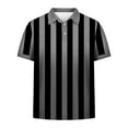 thumbnail image 7 of DAFPZW Mens Black Striped Dress Shirt Color Block Short Sleeve V-Neck Blouse Plus Size Regular Fit Athletic Gym Tee Tops, 7 of 7