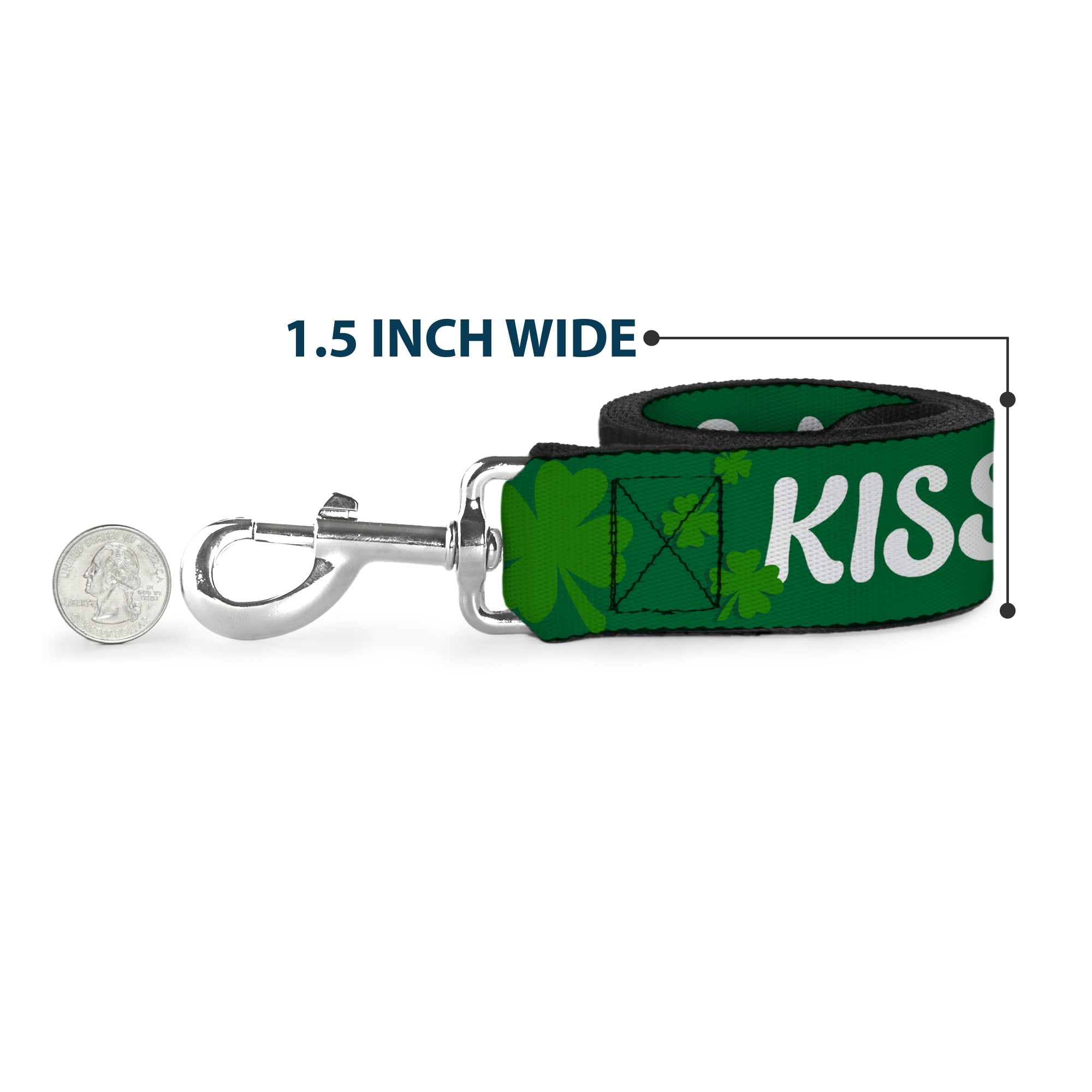 Buckle-Down Pet Leash, Dog Leash, Kiss Me Im Irish Clovers Green White, 6 Feet Long 1.0 Inch Wide