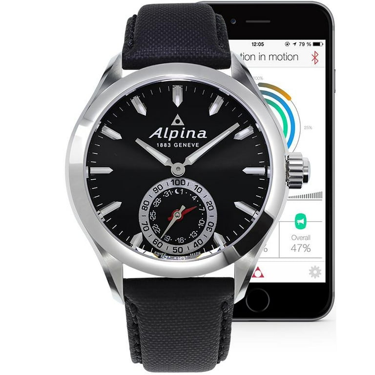 Alpina Men's Horological Smartwatch 44mm Black Leather Band Case Quartz Analog AL-285BS5AQ6 - Walmart.com