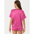 thumbnail image 3 of DARING DIVA Women's Satin Pajama Pullover T-shirt with Shorts Lounge Sets S Hot Pink, 3 of 6