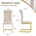 thumbnail image 6 of LifeSky Retro Dining Chairs Set of 2 with Crystal Buckle Design: 3-Sec Dining Room Transformation - Durable Support Up to 400LBS per Chair - Gold Bow Legs & Water-Resistant Faux Leather, 6 of 11