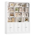 thumbnail image 6 of Hiphuta 71" Tall 4-Tier Bookcase with 10 Open Cubes, 56" Wide Extra Large Display Bookshelf with 4 Doors, for Living Room Home Office, White, 6 of 7