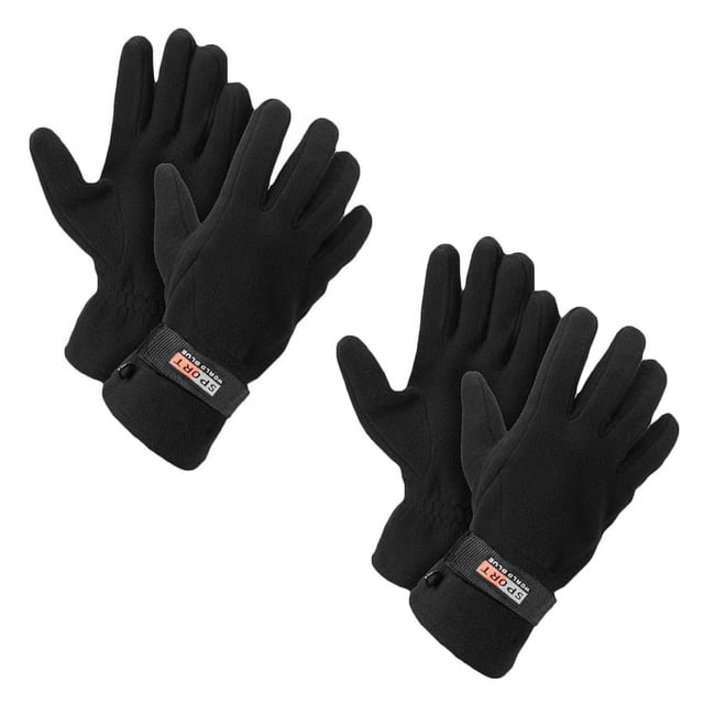 Guantes de Invierno Cálidos Ajustables con Forro Polar Unisex (Negro 2 Pares)