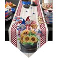 thumbnail image 1 of Chemins de Table en Coton et Lin Gnomes Patriotiques du 4 Juillet Drapeau Américain Rustique Décorations de Mise de Table en Bois Carreaux Rouges Blancs Étoiles Bleues pour Fêtes de Vacances Cuisine Maison Salle à Manger 18x72 Pouces de Long, 1 of 7