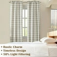 thumbnail image 6 of Beige Buffalo Plaid Window Curtain Panel Pairs 63 Inch Long Tan Geometric Check Rod Pocket Window Treatment,Rustic Farmhouse Style Drapes for Bedroom Living Room,40" Wx63 L,Beige/White, 6 of 7