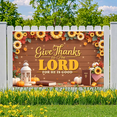 thumbnail image 5 of Wood Background Thanksgiving Banner Harvest Theme Sunflowers Decorative Pumpkin for Fall Decoration Church Event Party, 5 of 9
