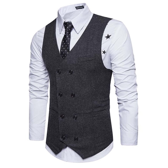pstuiky Camiseta sin mangas para hombre, Nueva camiseta sin mangas con cuello tipo blazer y estampado de chaleco cruzado para hombre Tops elegantes para mujer xl