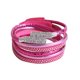 thumbnail image 1 of Pulsera de diamantes de imitación de cuero de PU para mujer de moda multicapa Accesorio de joyería simple (rojo rosa), 1 of 2