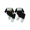 thumbnail image 2 of Loicainy Infant Baby Boy Fall Clothes Set 3 6 12 18 Months Long Sleeve Contrast Color Romper + Pants Outfits, 2 of 9