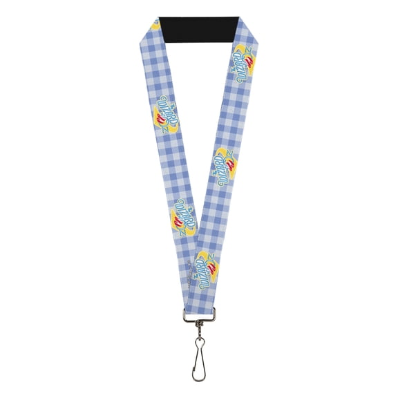 Movies Lanyard, The Wizard of Oz Logo Gingham Checker Blues, Elastic
