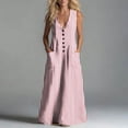 thumbnail image 6 of Qzwdhjm Women's Linen Dress Sleeveless V Neck Maxi Dresses Striped Aline Casual Summer Dress for Beach Party with Pockets, 6 of 7