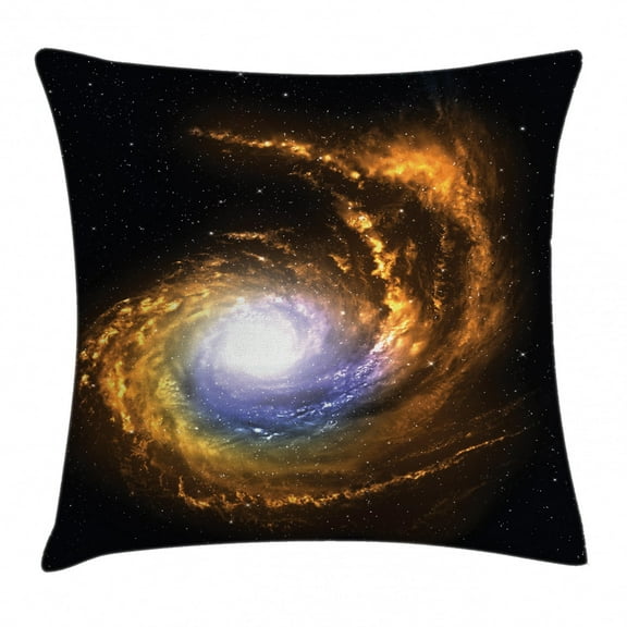 Galaxy Throw Pillow Cushion Cover, Nebula Cloud with Cosmic Rays Galactic Sparks Exploring Celestial Bodies Space Art, Decorative Square Accent Pillow Case, 18 X 18 Inches, Orange Black, by Ambesonne