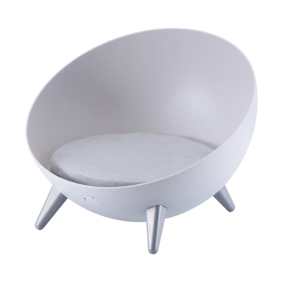 Elevated Cat Bed Pet Sofa Chair Modern Spoon Shaped PP Resin Design with Removable Plush Cushion for Indoor Cats