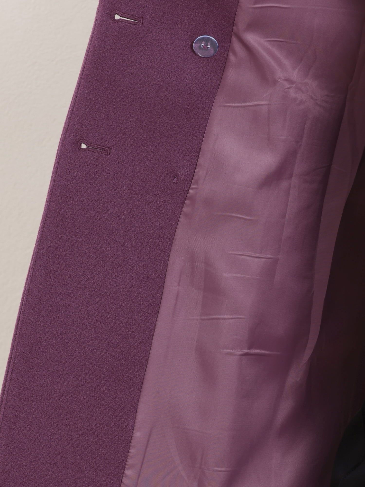 DARING DIVA Women's Double Breasted Shawl Collar Long Coat With Pockets XL Purple