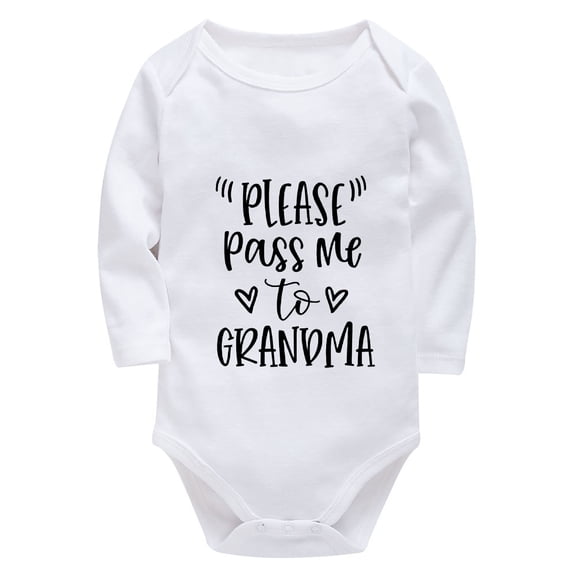 Please Pass Me To Grandma Newborn Welcome Home Outfit Long Sleeve Boy Hospital Outfit Newborn White Cute Baby Girl Clothes 0