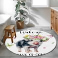 thumbnail image 4 of Area Rug 48in, Cute Pig Watercolor Roses Flower Butterflies Floor Carpet Living Room Rug, Spring Floral Non-Slip Welcome Mat Indoor Rugs for Bedroom Dining Room, 4 of 9