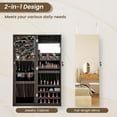 thumbnail image 6 of CZMJY Jewelry Cabinet Wall or Door Mounted, Hanging Lockable Jewelry Armoire Storage with Full Length Mirror, Interior Makeup Mirror, Over the Door Jewelry Organizer Box with Mirror, Dark Brown, 6 of 10