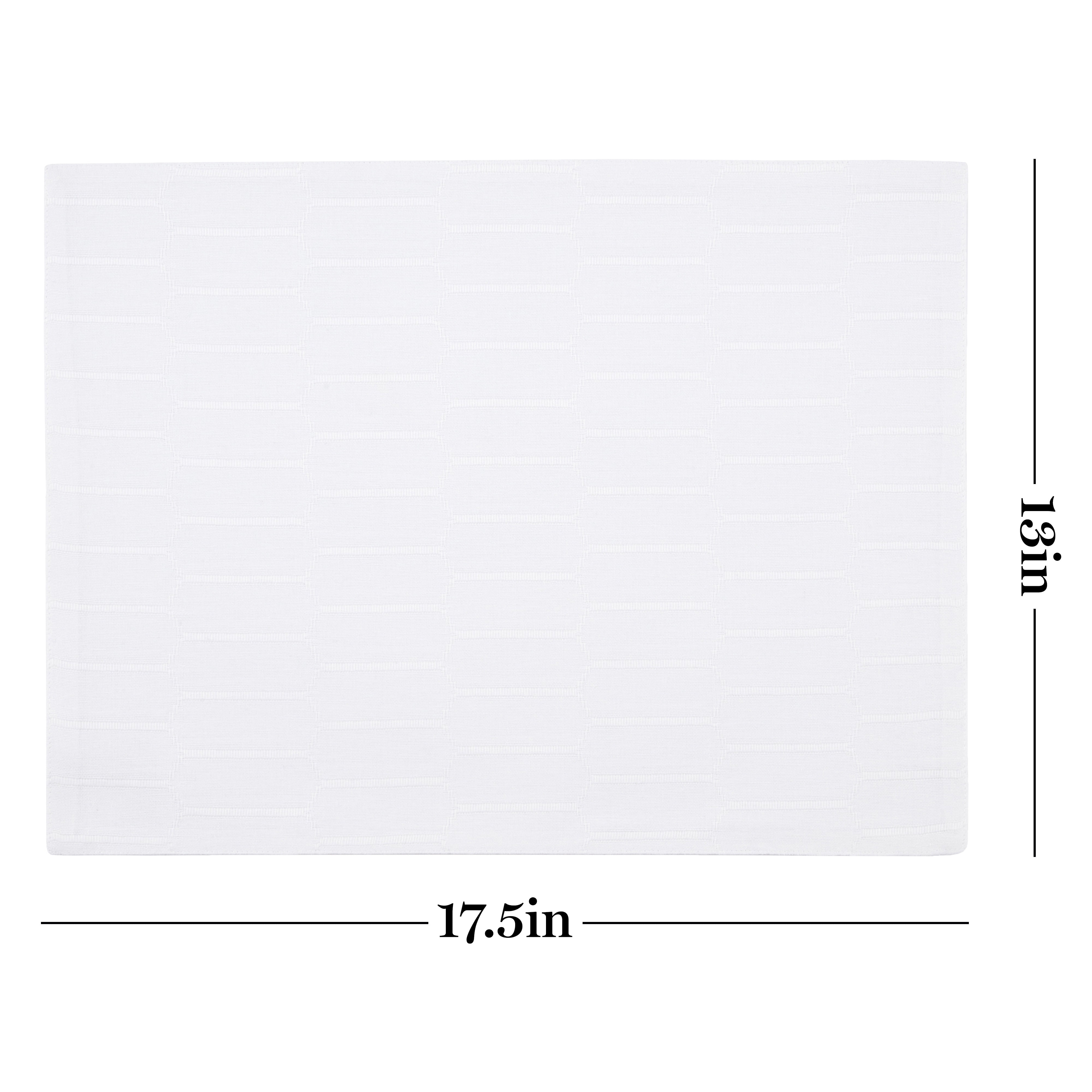 Martha Stewart Honeycomb Modern Farmhouse Reversible Fabric Placemat 4-Pack Set, White, 13"x17.5"