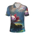 thumbnail image 2 of Daiia Pond Cute Axolotl Pattern Men’s Polo Shirts,Solid Deck Shirt,Classic Fit, Breathable Cotton Polo for Casual and Sport Wear-XX-Large, 2 of 7