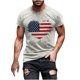 thumbnail image 1 of Mens Casual Manga Corta Botón Abajo Camisetas Estados Unidos Bandera Impresión Cuello Redondo Suéter Camiseta, Poliéster Casual Uso Diario para Hombres, 1 of 5