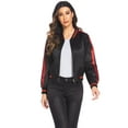thumbnail image 6 of Zeagoo Women's Classic Solid Striped Biker Jacket Zip Up Fashion Bomber Jacket Coat, 6 of 10