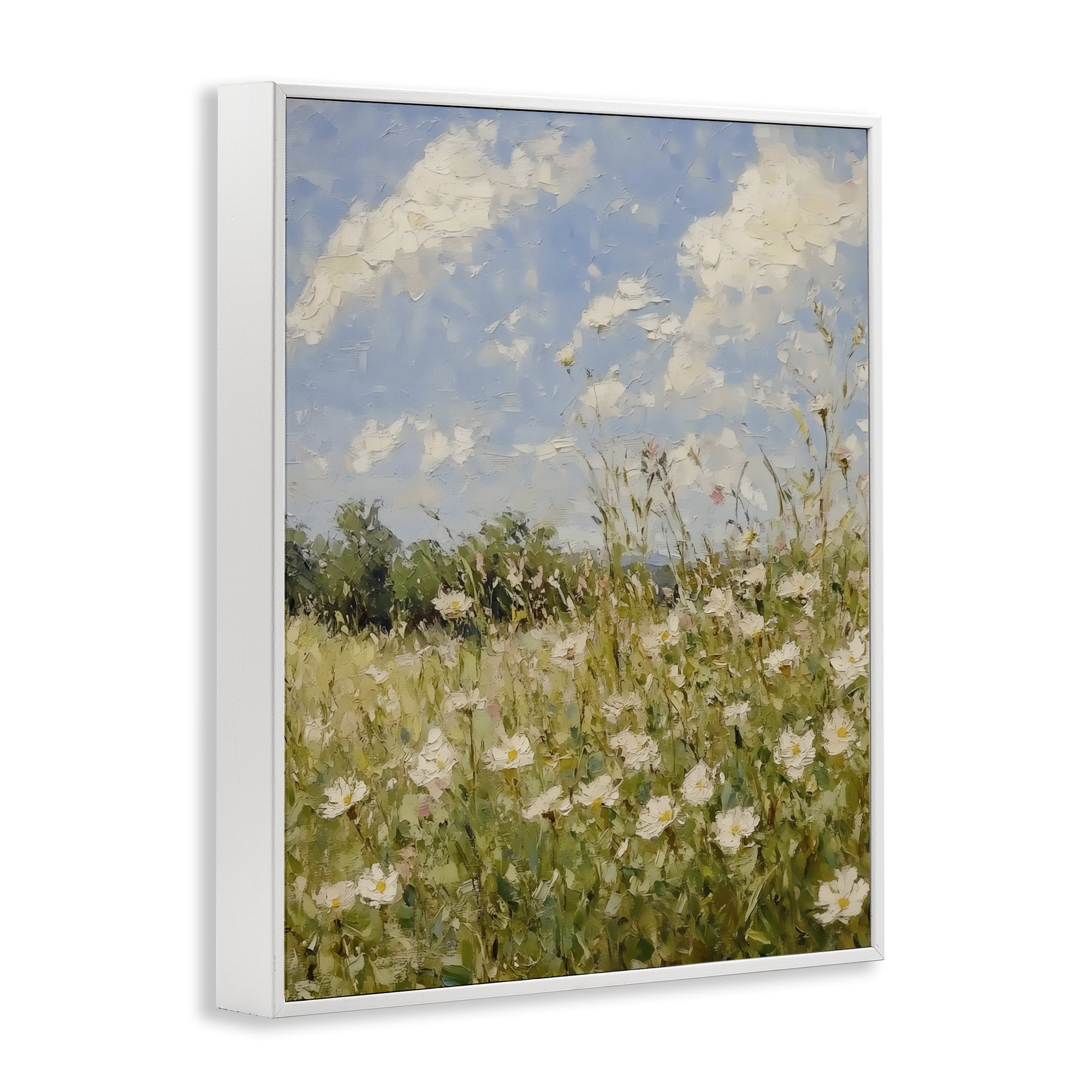 Stupell Industries Wildflower Field Beneath Blue Sky White Framed Giclee Art, design by LSR Design Studio