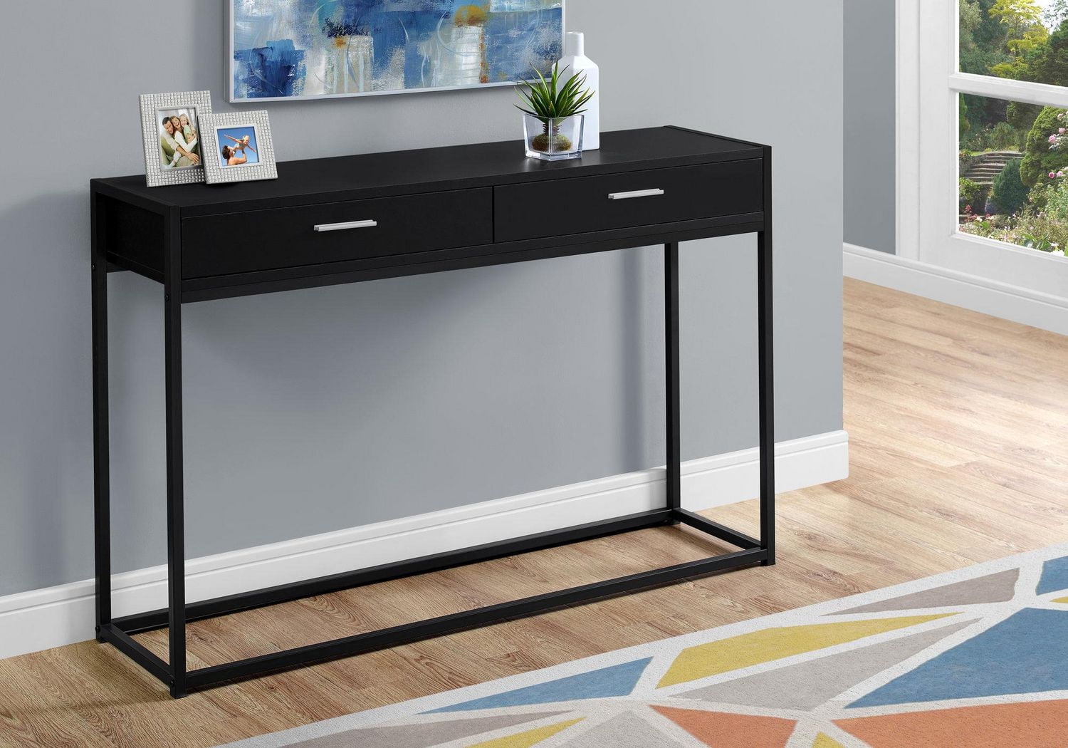 Monarch Specialties Accent Table, Console, Entryway, Narrow, Sofa, Storage Drawer, Living Room, Bedroom, Metal, Laminate, Black, Contemporary, Modern