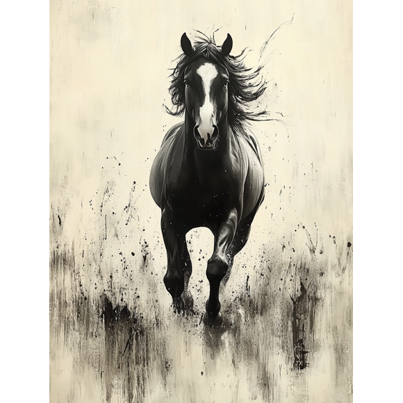 Qisvanset Framed Canvas Wall Art 12x16 Inch Black White Horse Sketch Western Farmhouse Wall Art