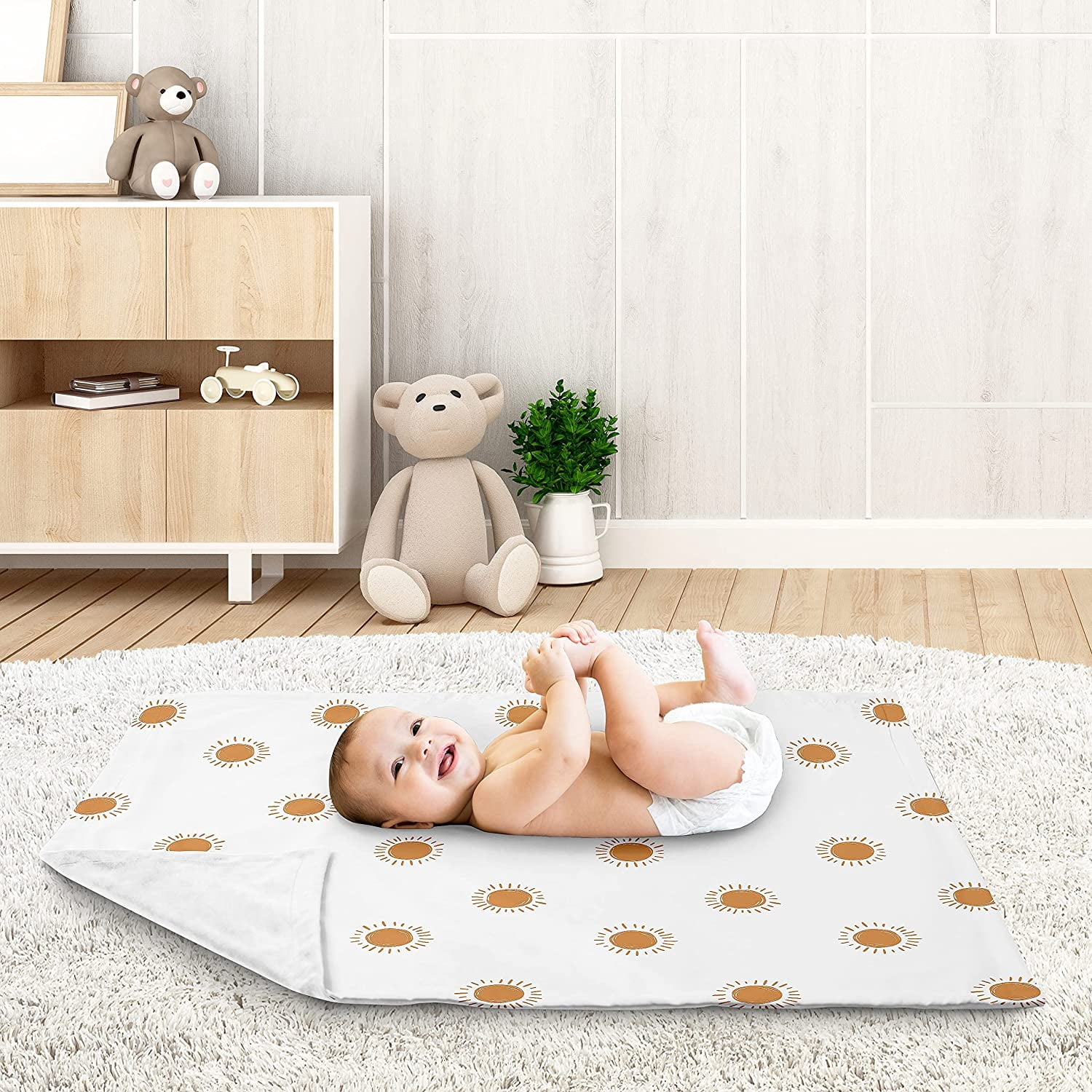 Sweet Jojo Designs Boho Sun White and Orange Baby Security Blanket