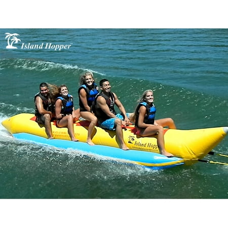 Island Hopper Heavy Recreational 5 Passenger Banana Boat Yellow Inflatable Water Sports Equipment 18ft
