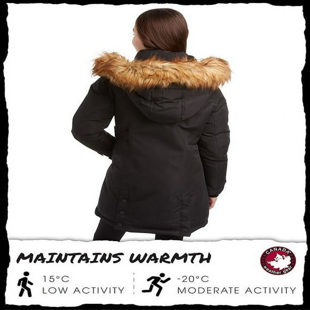 CANADA WEATHER GEAR Girls Winter Jacket Stadium Expedition Parka Coat Faux Fur Trim Hood