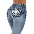 thumbnail image 4 of Jack David Women's Plus Size Stretch Acid Wash Premium Blue Denim Jeans Skinny Pants 35057B, 4 of 5