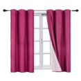 thumbnail image 4 of 1 Panel Faux Silk Hot Pink Color Lined Blackout 100% Room Darkening Window Curtain For Bedroom Home Décor Drapes with Grommets 63" Length Adam, 4 of 6