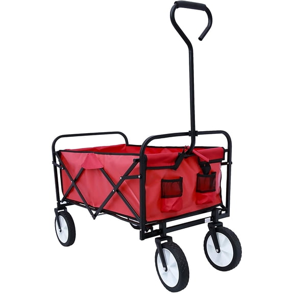Kaito TC3015 Folding Collapsible Wagon Utility Storage Cart for Outdoor Camping - Red