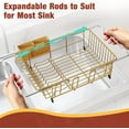 thumbnail image 4 of Gold in Sink Dish Drying Rack, Expandable Stainless Steel Small Dish Rack Over Kitchen Sink, Plate Drainer Strainer with Utensil Holder & Cup Holders, Counter Space Saving Wire Dryer Rack, 4 of 7