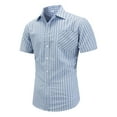 thumbnail image 3 of Gfyviroh Mens Dress Shirts Short Sleeve Plaid Turn-down Collar Shirts with Pocket Casual Button Down Tops, 3 of 6