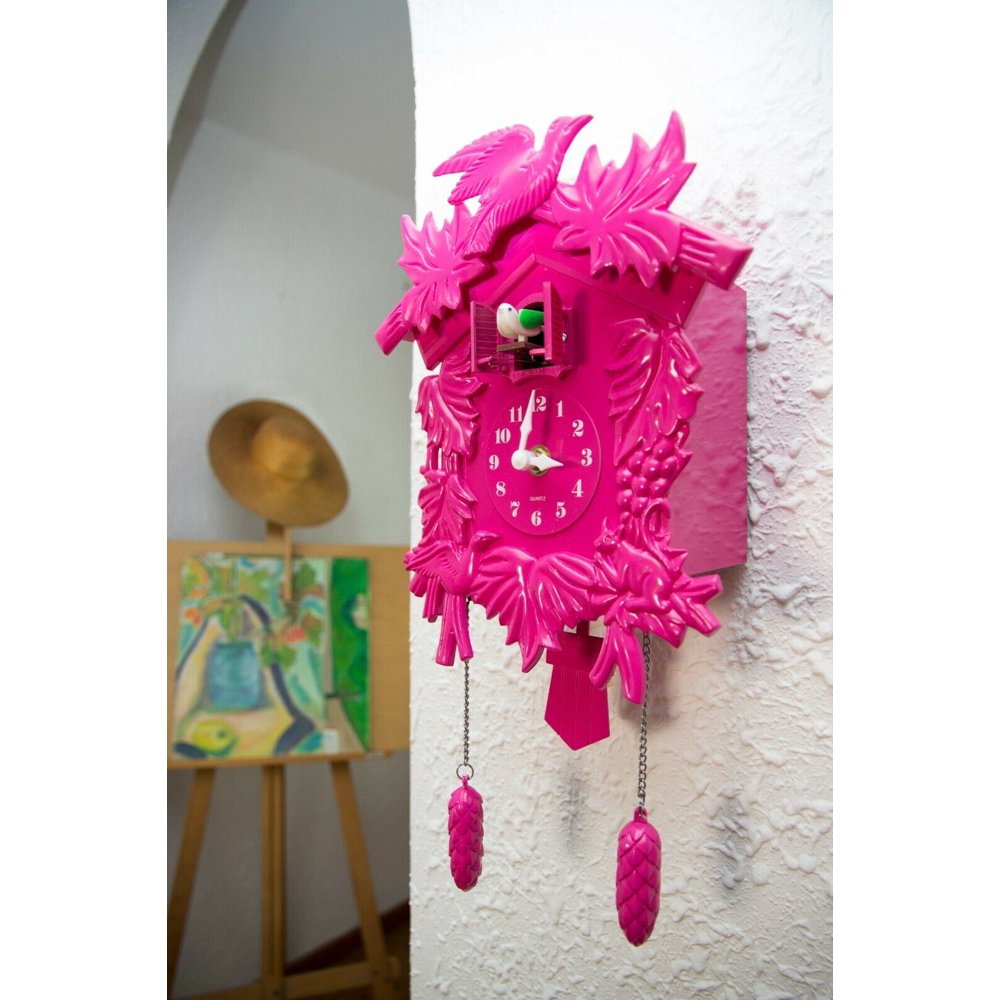 Walplus Cuckoo Clock in Pink Wall Clock Pendulum Home Decoration