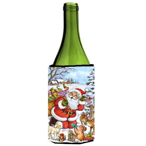 Christmas Santa Forrest Friends Wine Bottle Can cooler Hugger